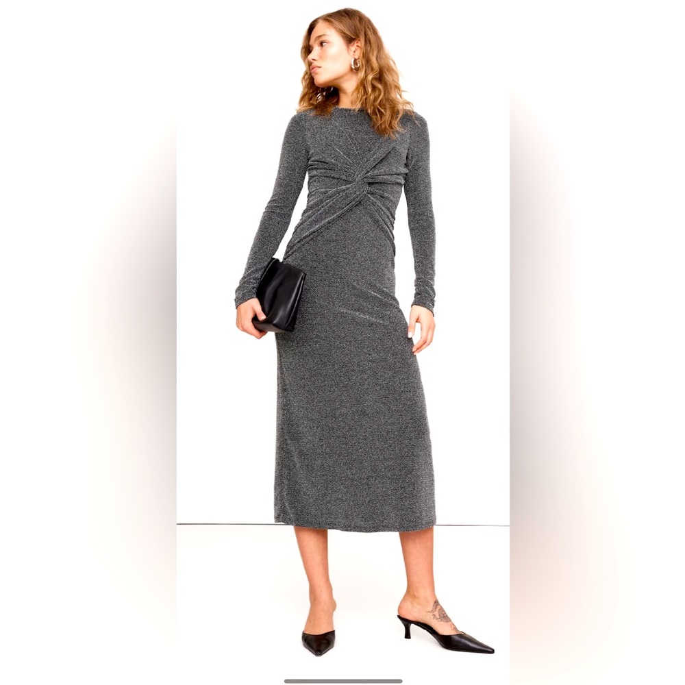 NWT Banana Republic Sparkle jersey-knit twist-front midi dress